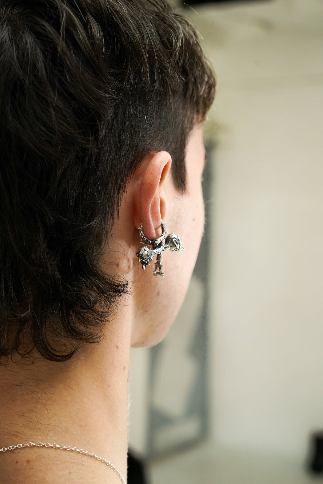 Silver brambles earring